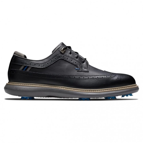 Men's Footjoy Traditions - Shield Tip Spiked Golf Shoes Black | USA-HW2730