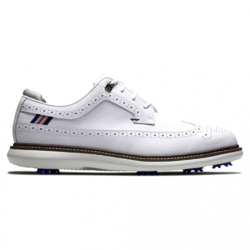 Men's Footjoy Traditions - Shield Tip Spiked Golf Shoes White | USA-NO8273