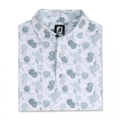 Men's Footjoy Vintage Floral Print Lisle Self Collar Shirts Grey | USA-UC0683
