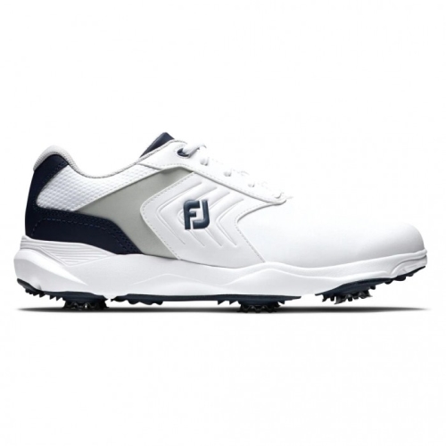 Men's Footjoy eComfort Spiked Golf Shoes White / Grey / Navy | USA-IS8705