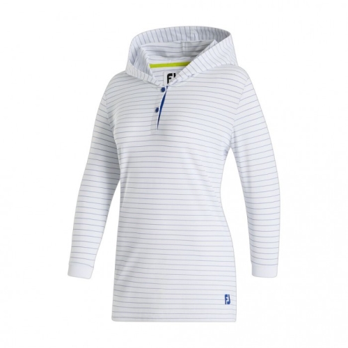 Women's Footjoy 3/4 Sleeve Pinstripe Hoodie White | USA-LK4135