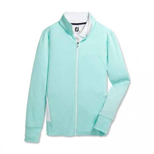 Women's Footjoy Full-Zip Panel Pocket Mid Layer Jacket Aquamarine / White | USA-FX6859