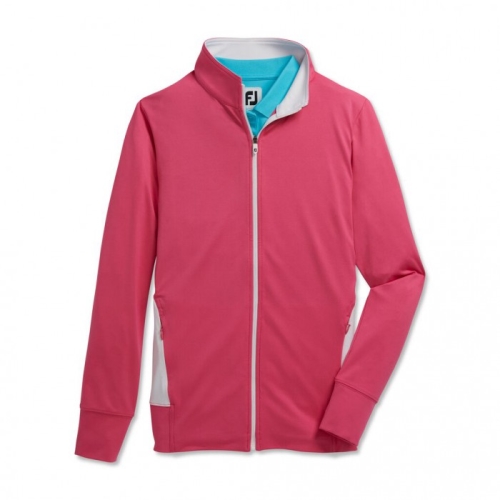 Women's Footjoy Full-Zip Panel Pocket Mid Layer Jacket Hot Pink / White | USA-LT4683