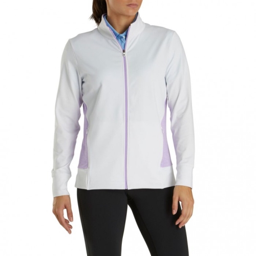 Women's Footjoy Full-Zip Panel Pocket Mid Layer Jacket White / Orchid Heather | USA-VM9064