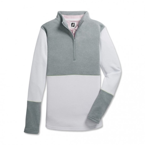 Women's Footjoy Half-Zip Piece Block Mid-Layer Jacket Heather Grey / White | USA-CA2514