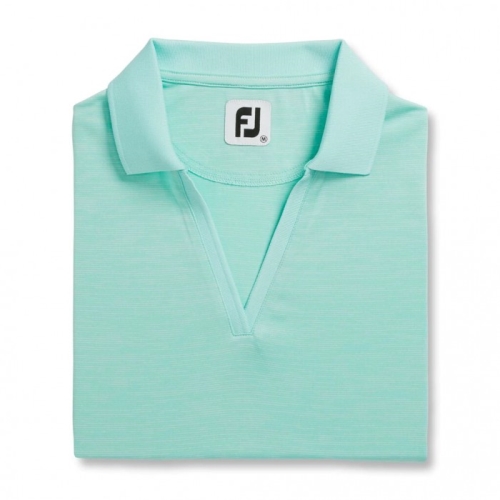 Women's Footjoy Open Placket Space Dye Shirts Aquamarine / White | USA-PR1058