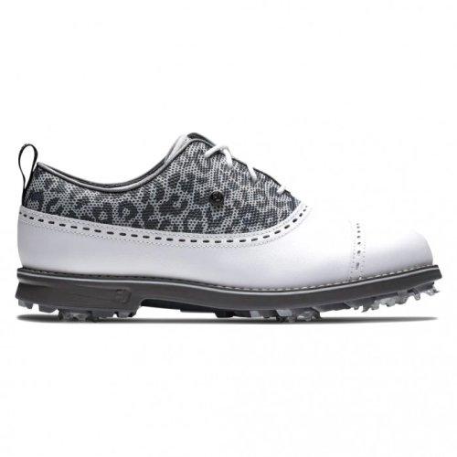 Women's Footjoy Premiere Series - Cap Toe Spiked Golf Shoes White / Leopard Print | USA-UD4912