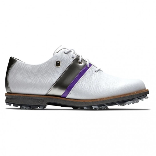 Women's Footjoy Premiere Series - Traditional Spiked Golf Shoes White Pebble / Metallic Silver / Pur