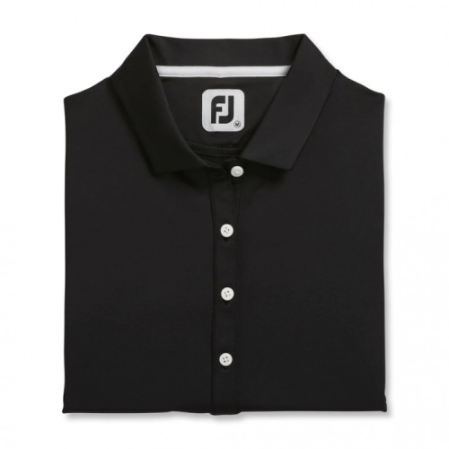 Women's Footjoy Solid Lisle Self Collar Shirts Black | USA-AC8012