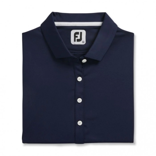 Women's Footjoy Solid Lisle Self Collar Shirts Navy | USA-XM4168