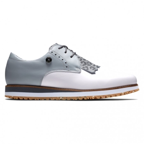 Women's Footjoy Sport Retro - Kiltie Spikeless Golf Shoes White / Light Grey | USA-VI6198