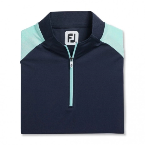 Women's Footjoy Zip Placket Shirts Navy | USA-ET5730