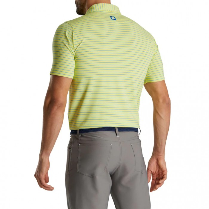 Men's Footjoy Athletic Fit Classic Stripe Self Collar Shirts Yellow / Blue | USA-AL7013