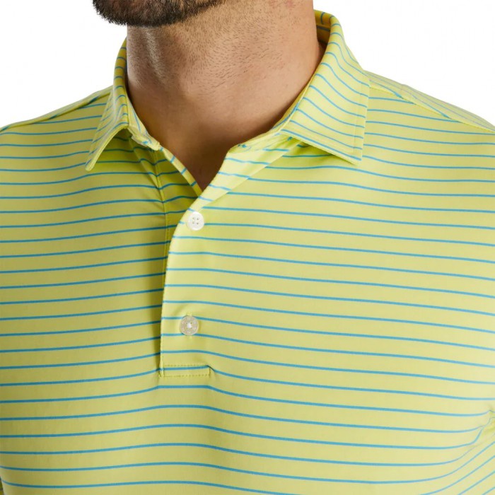 Men's Footjoy Athletic Fit Classic Stripe Self Collar Shirts Yellow / Blue | USA-AL7013