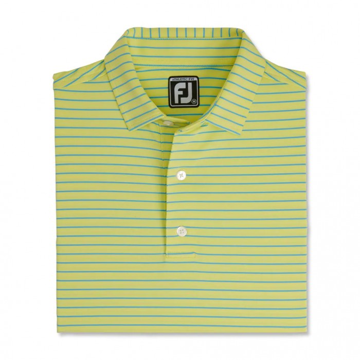 Men\'s Footjoy Athletic Fit Classic Stripe Self Collar Shirts Yellow / Blue | USA-AL7013