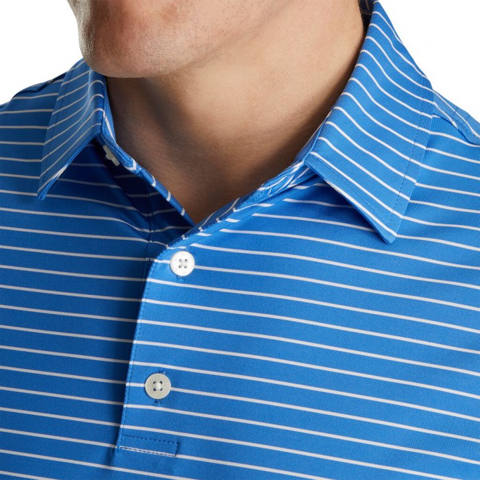 Men's Footjoy Athletic Fit Classic Stripe Self Collar Shirts Marine / White | USA-AN2564