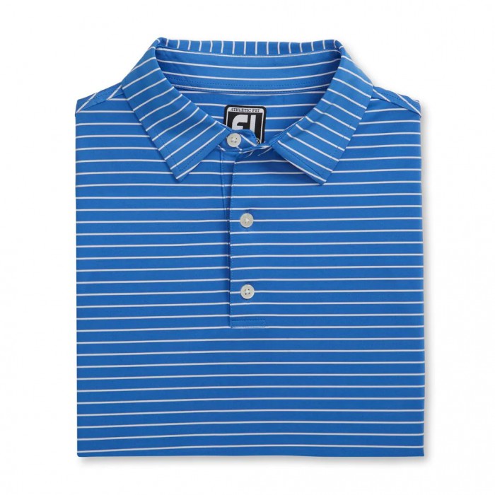 Men\'s Footjoy Athletic Fit Classic Stripe Self Collar Shirts Marine / White | USA-AN2564