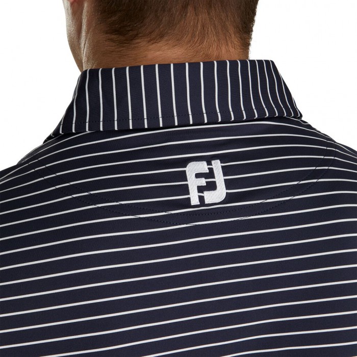 Men's Footjoy Athletic Fit Classic Stripe Self Collar Shirts Navy / White | USA-FV2043