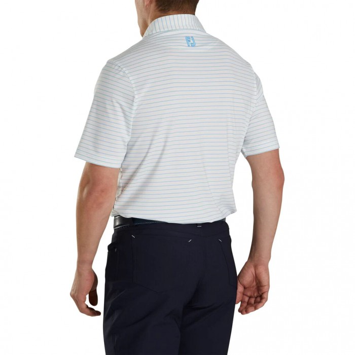 Men's Footjoy Athletic Fit Classic Stripe Self Collar Shirts White / Blue | USA-ME1036