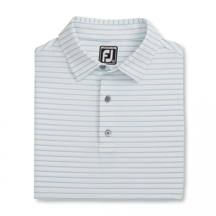 Men\'s Footjoy Athletic Fit Classic Stripe Self Collar Shirts White / Blue | USA-ME1036