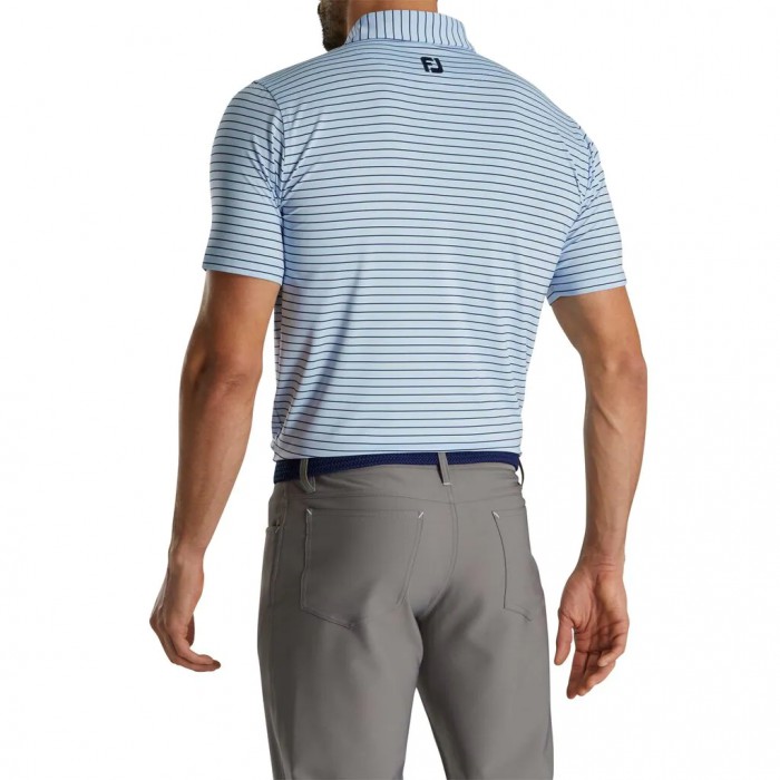 Men's Footjoy Athletic Fit Classic Stripe Self Collar Shirts Sky / Navy | USA-RQ7290