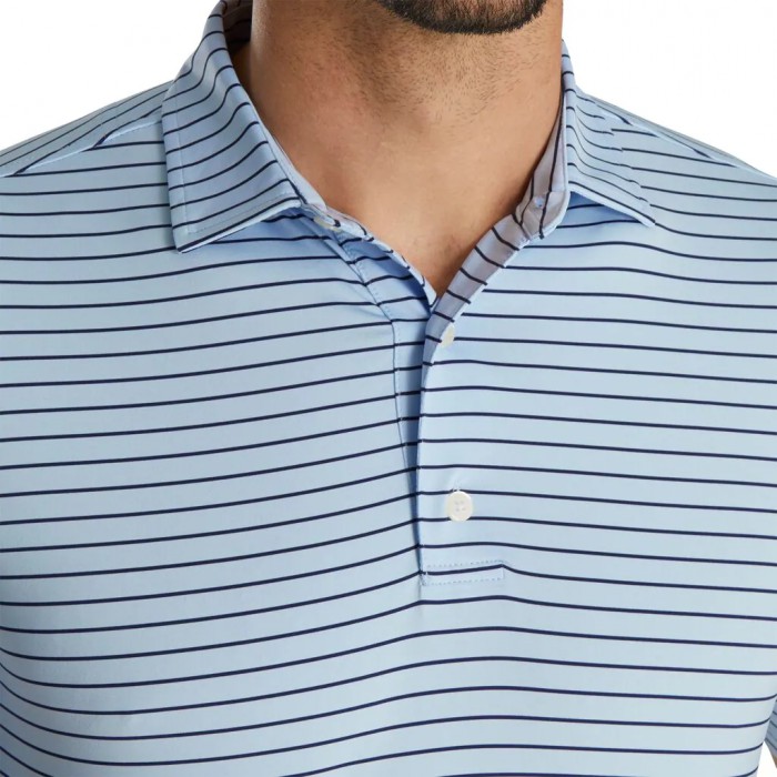 Men's Footjoy Athletic Fit Classic Stripe Self Collar Shirts Sky / Navy | USA-RQ7290