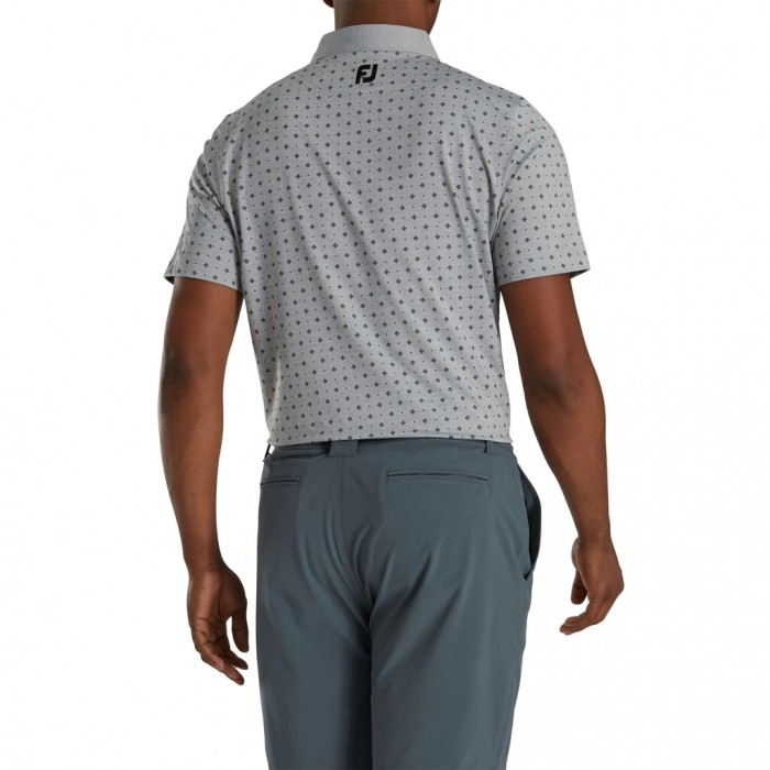 Men's Footjoy Athletic Fit Deco Print Self Collar Shirts Heather Grey / Black | USA-ED9840