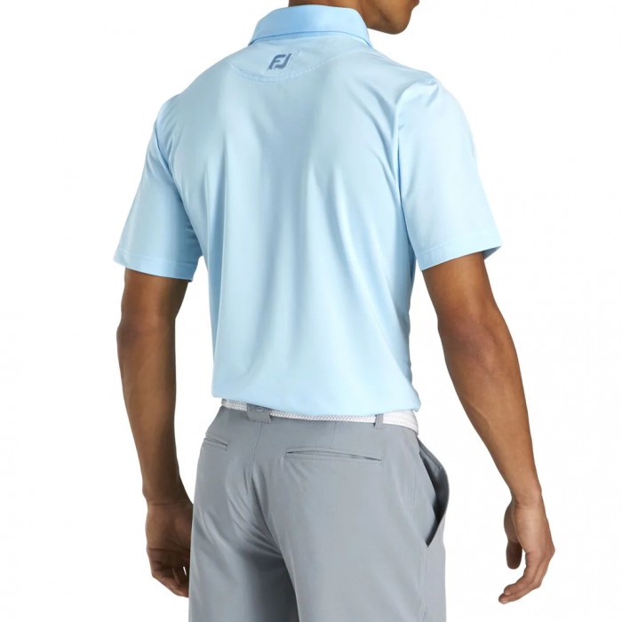 Men's Footjoy Athletic Fit Lisle End-On-End Self Collar Shirts Light Blue / White | USA-FL0497