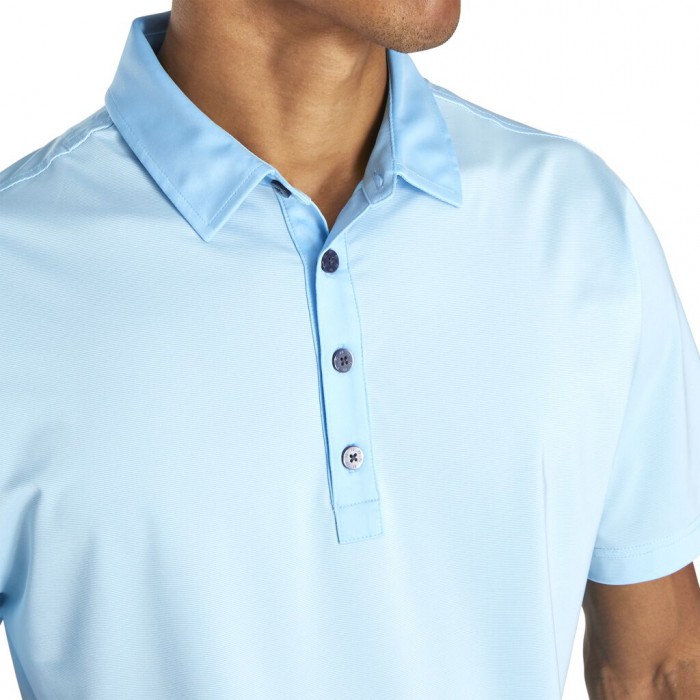 Men's Footjoy Athletic Fit Lisle End-On-End Self Collar Shirts Light Blue / White | USA-FL0497