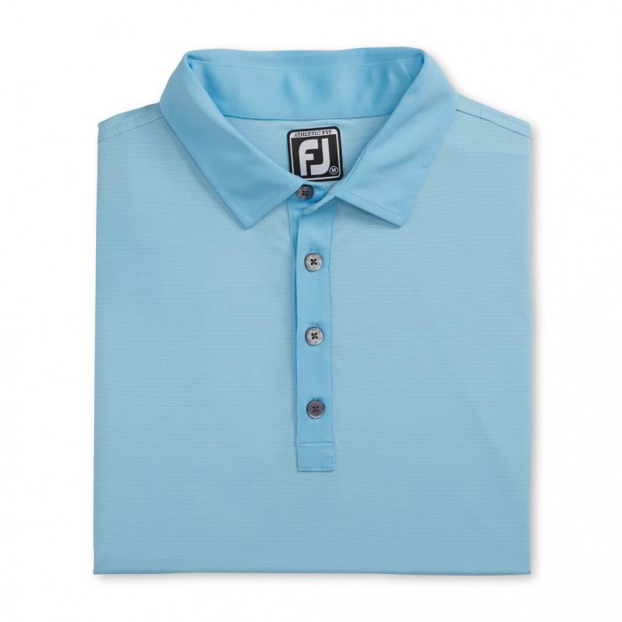 Men\'s Footjoy Athletic Fit Lisle End-On-End Self Collar Shirts Light Blue / White | USA-FL0497