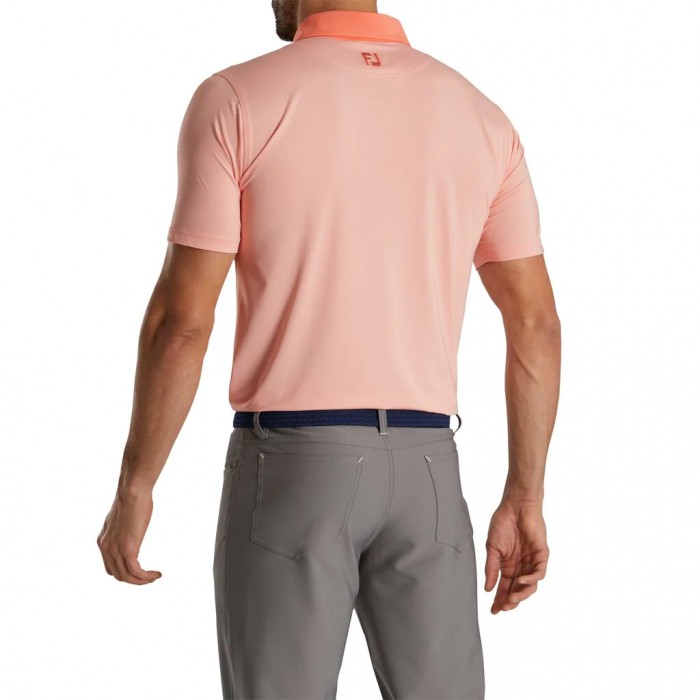 Men's Footjoy Athletic Fit Lisle End-On-End Self Collar Shirts Coral / White | USA-GD1073