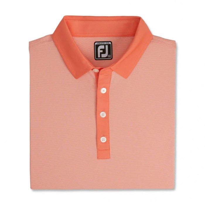 Men\'s Footjoy Athletic Fit Lisle End-On-End Self Collar Shirts Coral / White | USA-GD1073