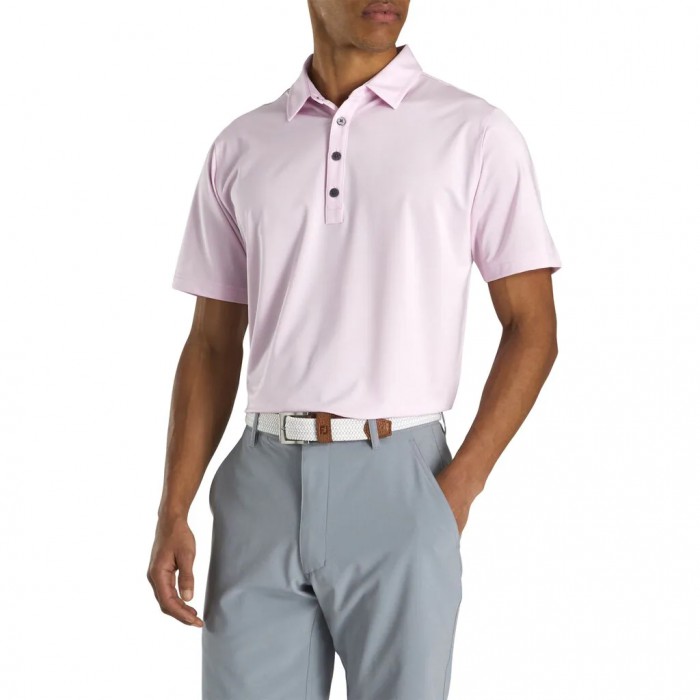 Men's Footjoy Athletic Fit Lisle End-On-End Self Collar Shirts Pink / White | USA-IY6421