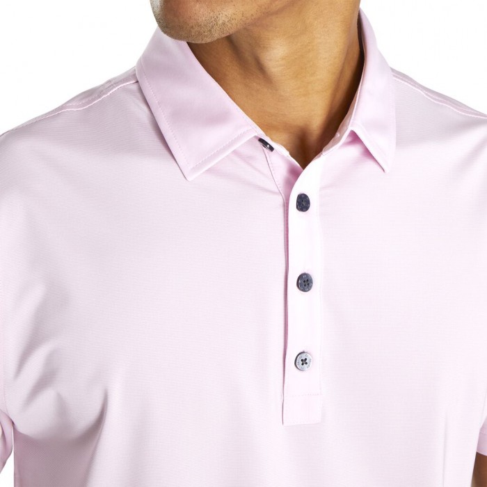 Men's Footjoy Athletic Fit Lisle End-On-End Self Collar Shirts Pink / White | USA-IY6421