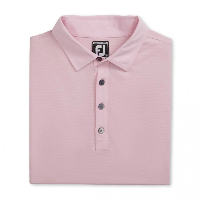 Men\'s Footjoy Athletic Fit Lisle End-On-End Self Collar Shirts Pink / White | USA-IY6421