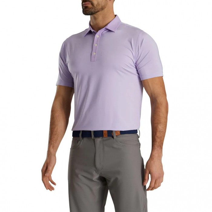 Men's Footjoy Athletic Fit Lisle End-On-End Self Collar Shirts Lilac / White | USA-NE5149