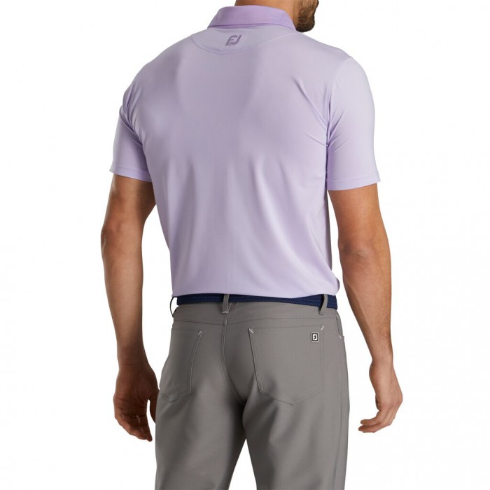 Men's Footjoy Athletic Fit Lisle End-On-End Self Collar Shirts Lilac / White | USA-NE5149