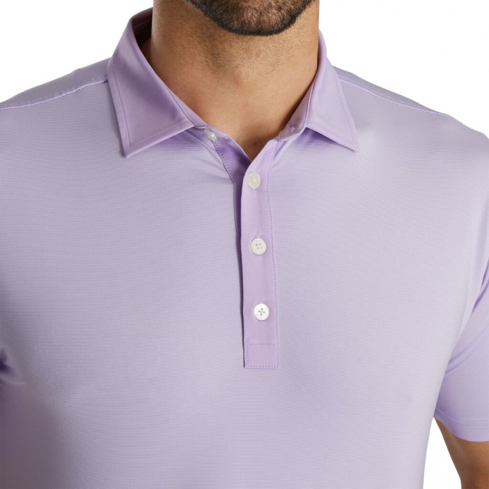 Men's Footjoy Athletic Fit Lisle End-On-End Self Collar Shirts Lilac / White | USA-NE5149