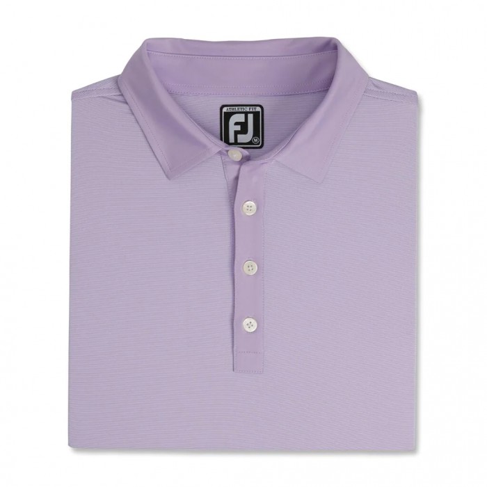 Men\'s Footjoy Athletic Fit Lisle End-On-End Self Collar Shirts Lilac / White | USA-NE5149