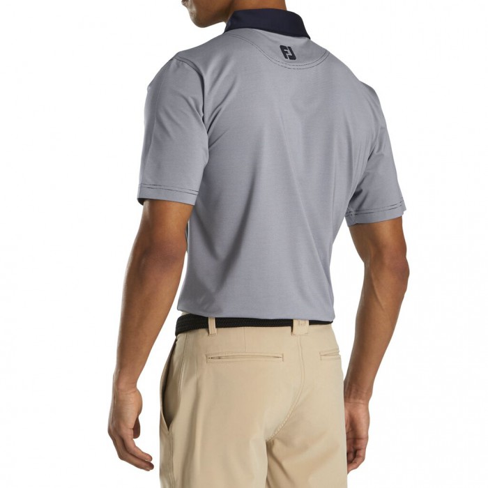 Men's Footjoy Athletic Fit Lisle End-On-End Self Collar Shirts Navy / White | USA-ZR2418