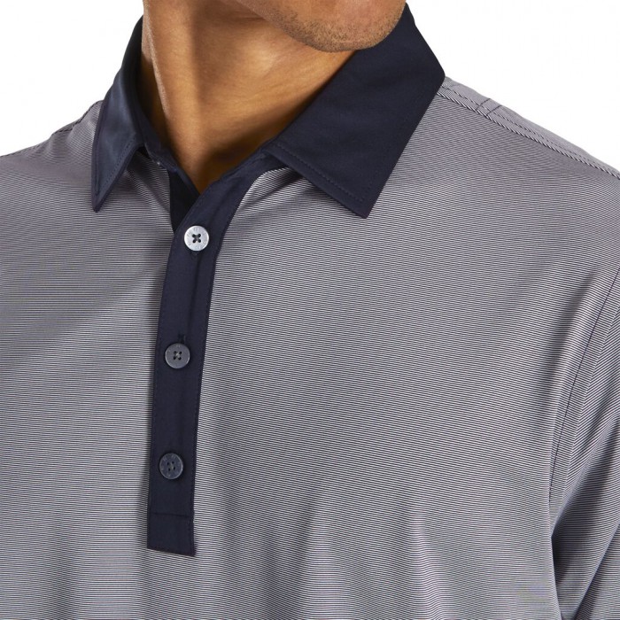 Men's Footjoy Athletic Fit Lisle End-On-End Self Collar Shirts Navy / White | USA-ZR2418