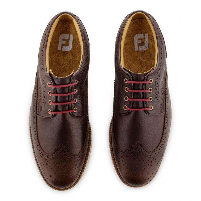 Men's Footjoy Club Casuals Wing Tip Shoes Brown | USA-TN5821