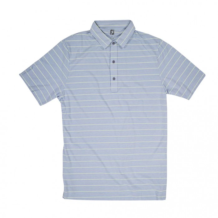 Men\'s Footjoy Coastal Collection Open Stripe Shirts Cloudy Sky / Reed Green | USA-SN3190