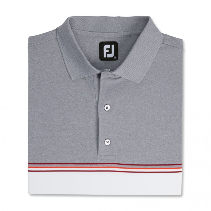 Men\'s Footjoy Color Block Lisle Knit Collar Shirts Heather Grey / White / Merlot | USA-BS9463