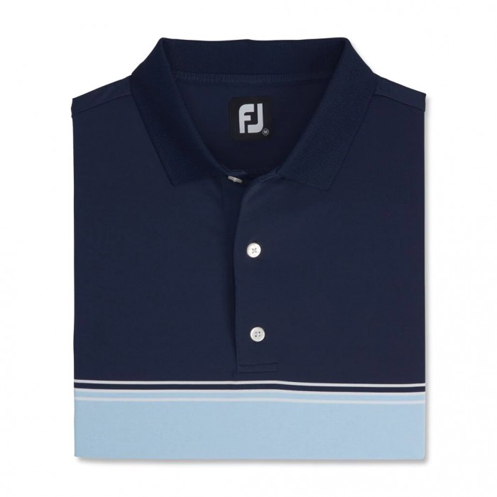 Men\'s Footjoy Color Block Lisle Knit Collar Shirts Navy / Heather Sky / White | USA-PM7312