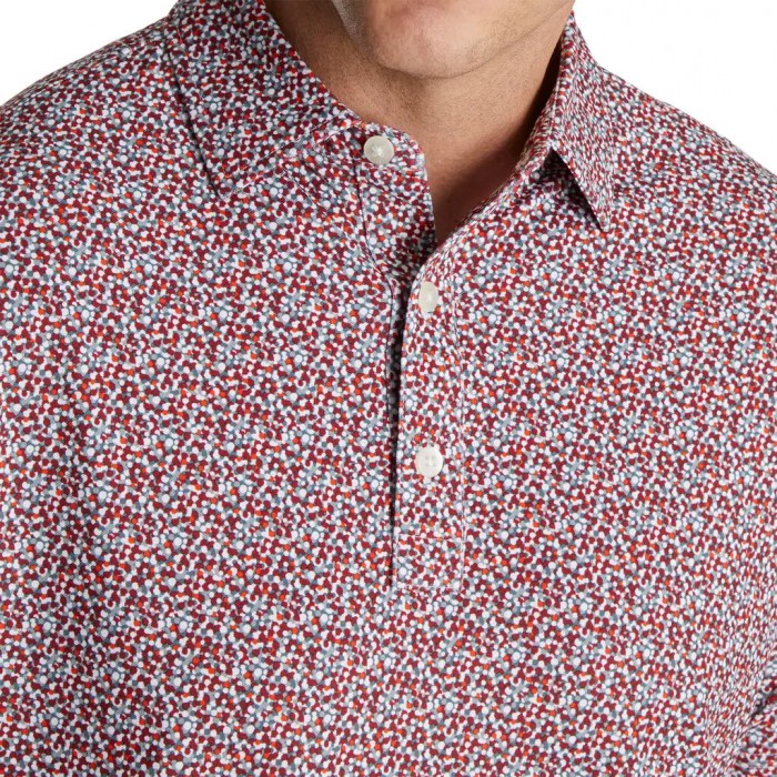 Men's Footjoy Confetti Print Pique Self Collar Shirts Grey Multi | USA-RK6521