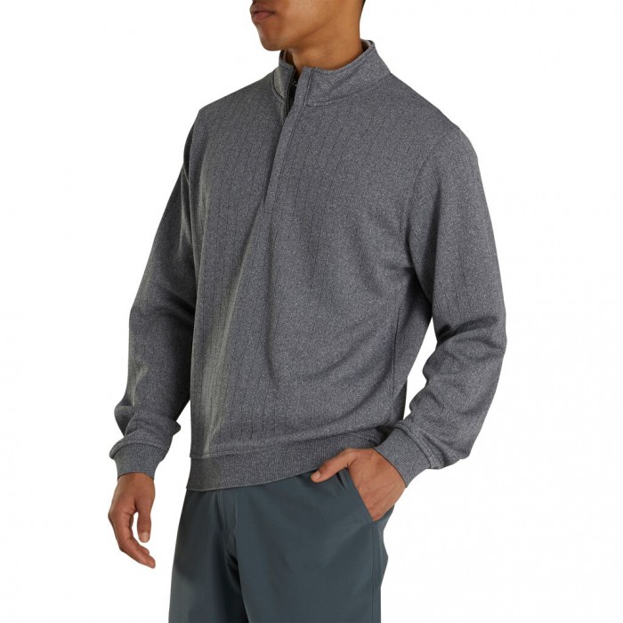 Men's Footjoy Drop Needle Half-Zip Gathered Waist Jacket Heather Charcoal | USA-CG0782