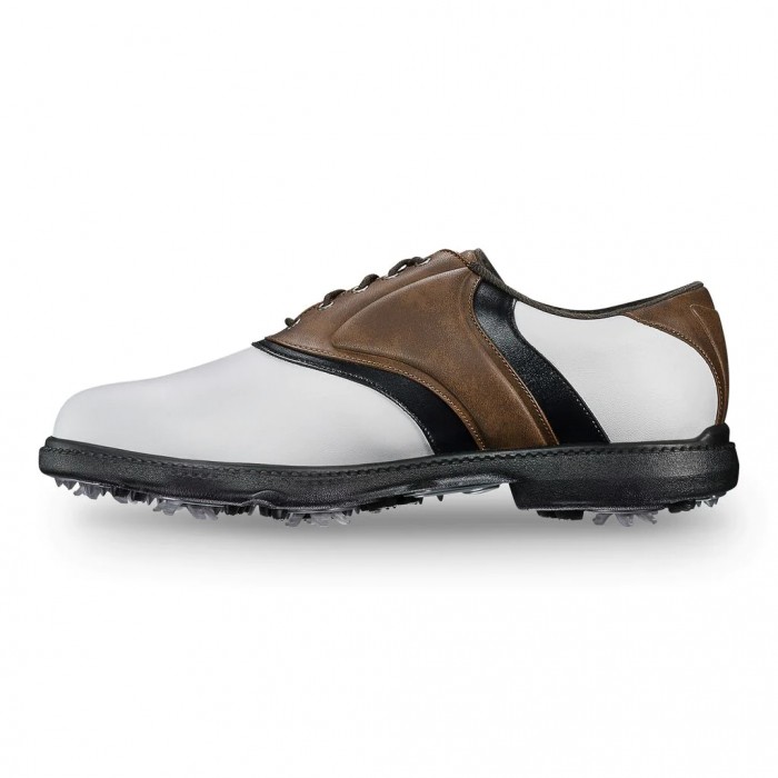 Men's Footjoy FJ Originals Spiked Golf Shoes White / Brown | USA-JG4059