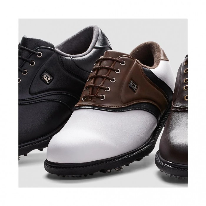 Men's Footjoy FJ Originals Spiked Golf Shoes White / Brown | USA-JG4059