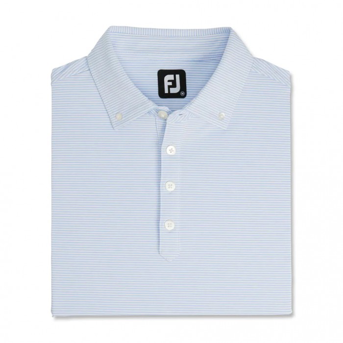 Men\'s Footjoy Feeder Stripe Lisle Buttondown Collar Shirts Heather Sky / White | USA-JU5270